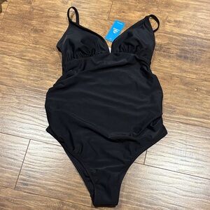 Cupshe Classic Black side ruching padded Swimsuit size small